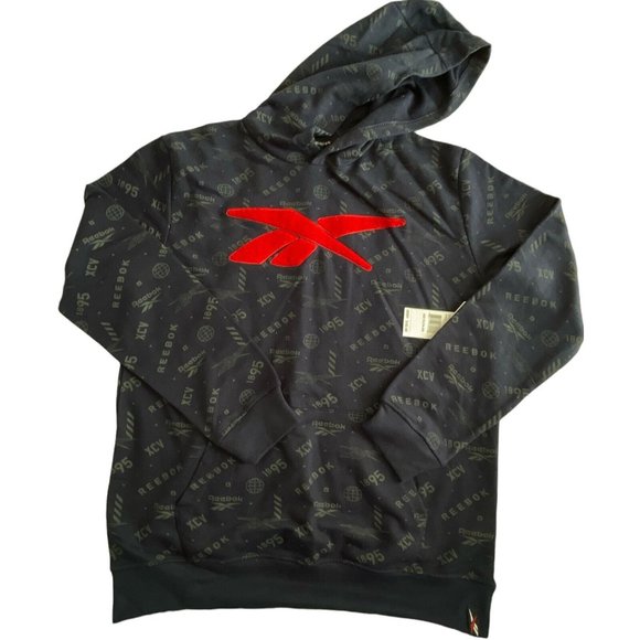 Kid’s Hoodie Size XL (18/20) Boys Reebok Sweatshirt Logo Print Pullover Navy - Picture 3 of 12